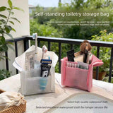 Darrahopens Health & Beauty > Cosmetic Storage > Cosmetic & Toiletry Bags Stand-Up Breathable Mesh Toiletry Organizer, Multifunctional Waterproof Travel Cosmetic Bag, Travel Cosmetic Bag - White