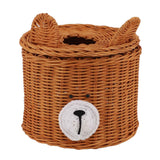 Darrahopens Health & Beauty > Cosmetic Storage > Cosmetic & Toiletry Bags Tissue Box Cover Rattan Cute Bear Brown with Lid Easy Access Round Easy Maintenance Versatile Holder Dispenser for Photo Props In Australia - Darrahopens