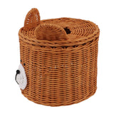 Darrahopens Health & Beauty > Cosmetic Storage > Cosmetic & Toiletry Bags Tissue Box Cover Rattan Cute Bear Brown with Lid Easy Access Round Easy Maintenance Versatile Holder Dispenser for Photo Props In Australia - Darrahopens