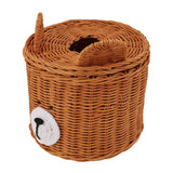Darrahopens Health & Beauty > Cosmetic Storage > Cosmetic & Toiletry Bags Tissue Box Cover Rattan Cute Bear Brown with Lid Easy Access Round Easy Maintenance Versatile Holder Dispenser for Photo Props In Australia - Darrahopens