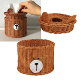 Darrahopens Health & Beauty > Cosmetic Storage > Cosmetic & Toiletry Bags Tissue Box Cover Rattan Cute Bear Brown with Lid Easy Access Round Easy Maintenance Versatile Holder Dispenser for Photo Props In Australia - Darrahopens