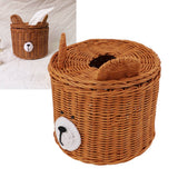 Darrahopens Health & Beauty > Cosmetic Storage > Cosmetic & Toiletry Bags Tissue Box Cover Rattan Cute Bear Brown with Lid Easy Access Round Easy Maintenance Versatile Holder Dispenser for Photo Props In Australia - Darrahopens
