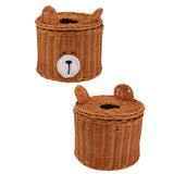 Darrahopens Health & Beauty > Cosmetic Storage > Cosmetic & Toiletry Bags Tissue Box Cover Rattan Cute Bear Brown with Lid Easy Access Round Easy Maintenance Versatile Holder Dispenser for Photo Props In Australia - Darrahopens