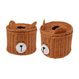 Darrahopens Health & Beauty > Cosmetic Storage > Cosmetic & Toiletry Bags Tissue Box Cover Rattan Cute Bear Brown with Lid Easy Access Round Easy Maintenance Versatile Holder Dispenser for Photo Props In Australia - Darrahopens