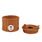 Darrahopens Health & Beauty > Cosmetic Storage > Cosmetic & Toiletry Bags Tissue Box Cover Rattan Cute Bear Brown with Lid Easy Access Round Easy Maintenance Versatile Holder Dispenser for Photo Props In Australia - Darrahopens