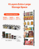 Darrahopens Health & Beauty > Cosmetic Storage > Cosmetic & Toiletry Bags VEVOR Over the Door Pantry Organizer, 6-Tier Pantry Organization and Storage, Heavy-Duty Steel Hanging Spice Rack, Adjustable Wall Seasoning Shelves, for Home Kitchen Laundry Room Bathroom, Black