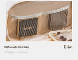 Darrahopens Health & Beauty > Cosmetic Storage > Cosmetic & Toiletry Bags White Large Capacity PU Leather Makeup Bag Dual Zipper Cosmetic Case Waterproof Travel Toiletry Organiser with Brush Compartment
