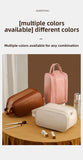 Darrahopens Health & Beauty > Cosmetic Storage > Cosmetic & Toiletry Bags White Large Capacity PU Leather Makeup Bag Dual Zipper Cosmetic Case Waterproof Travel Toiletry Organiser with Brush Compartment