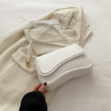 Darrahopens Health & Beauty > Cosmetic Storage > Cosmetic & Toiletry Bags White Minimalist Chic Shoulder Bag - Simple Crossbody Handbag for Women (24.5x6x16.5 cm, 0.3KG)