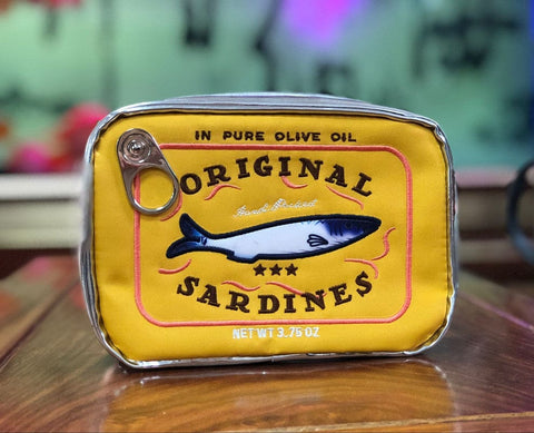Darrahopens Health & Beauty > Cosmetic Storage > Cosmetic & Toiletry Bags Yellow Quirky Sardine Tin Novelty Clutch - Fun PU Leather Makeup & Accessory Pouch