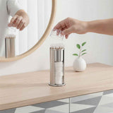 Darrahopens Health & Beauty > Cosmetic Storage > Makeup Organisation & Storage 2 in 1 Round Cosmetic Cotton Pad Holder, Stainless Steel Cotton Swabs Make up Pads Dispenser Organizer Box Holder with acrylic Lids for Bathroom Vanity Storage