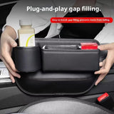 Darrahopens Health & Beauty > Cosmetic Storage > Makeup Organisation & Storage 2-Pack Car Seat Gap Filler Organizer with Cup Holder - Premium Leather - Universal Fit - Keeps Cans/Phone/Keys/Wallets Organized(Black)