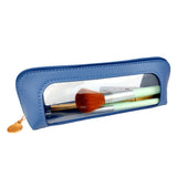Darrahopens Health & Beauty > Cosmetic Storage > Makeup Organisation & Storage 2-Pcs Blue Transparent Makeup Brush Case – Portable Zippered Cosmetic Pouch with Clear Window for Travel and Daily Use in Australia
