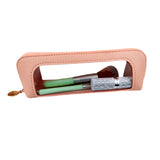 Darrahopens Health & Beauty > Cosmetic Storage > Makeup Organisation & Storage 2-Pcs Pink Transparent Makeup Brush Case – Portable Zippered Cosmetic Pouch with Clear Window for Travel and Daily Use in Australia