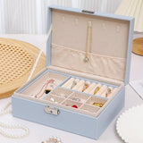 Darrahopens Health & Beauty > Cosmetic Storage > Makeup Organisation & Storage 2-Tier Jewelry Box - With Removable Drawer & Lock - Large Storage Capacity for All Jewelry - Blue