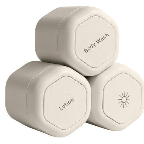 Darrahopens Health & Beauty > Cosmetic Storage > Makeup Organisation & Storage 3-Piece Beige Magnetic Travel Capsules - Leak-Proof & TSA-Friendly Cosmetic and Skin Care Containers