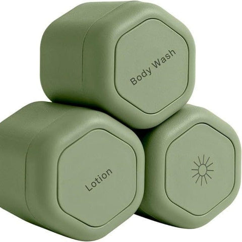 Darrahopens Health & Beauty > Cosmetic Storage > Makeup Organisation & Storage 3-Piece Green Magnetic Travel Capsules - Leak-Proof & TSA-Friendly Cosmetic and Skin Care Containers