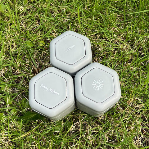 Darrahopens Health & Beauty > Cosmetic Storage > Makeup Organisation & Storage 3-Piece Grey Magnetic Travel Capsules - Leak-Proof & TSA-Friendly Cosmetic and Skin Care Containers