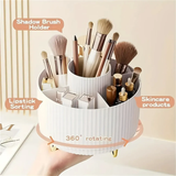 Darrahopens Health & Beauty > Cosmetic Storage > Makeup Organisation & Storage 360-degree rotational makeup product storage box - 1 plastic cosmetic storage box with 5 compartments - multi-functional storage rack for brushes, lipsticks, skincare products and stationery - durable and odorless desktop storage box with luxurious stripe