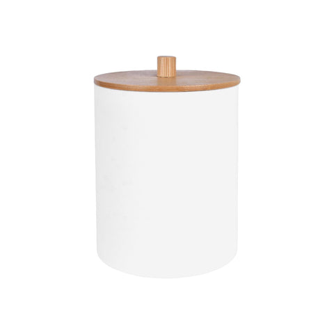 Darrahopens Health & Beauty > Cosmetic Storage > Makeup Organisation & Storage Bamboo Lid Cotton Swab Canister