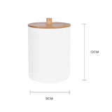 Darrahopens Health & Beauty > Cosmetic Storage > Makeup Organisation & Storage Bamboo Lid Cotton Swab Canister