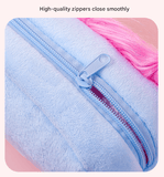 Darrahopens Health & Beauty > Cosmetic Storage > Makeup Organisation & Storage Beige and Light Green Hair Cute Plush Monster Pencil Case - Fluffy Stationery Pouch with DIY Styleable Hair for Kids