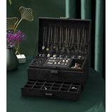 Darrahopens Health & Beauty > Cosmetic Storage > Makeup Organisation & Storage Black Jewelry Box with Key Lock, Multiple Compartments, Compatible with Yux