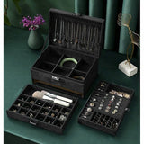 Darrahopens Health & Beauty > Cosmetic Storage > Makeup Organisation & Storage Black Jewelry Box with Key Lock, Multiple Compartments, Compatible with Yux