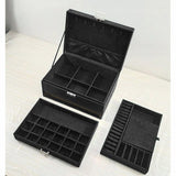 Darrahopens Health & Beauty > Cosmetic Storage > Makeup Organisation & Storage Black Jewelry Box with Key Lock, Multiple Compartments, Compatible with Yux