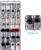 Darrahopens Health & Beauty > Cosmetic Storage > Makeup Organisation & Storage Black Over the Door Shoe Organizer with 24 Mesh Pockets - Space Saving Hanging Storage for Shoes, Accessories, Pantry