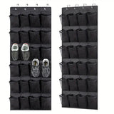 Darrahopens Health & Beauty > Cosmetic Storage > Makeup Organisation & Storage Black Over the Door Shoe Organizer with 24 Mesh Pockets - Space Saving Hanging Storage for Shoes, Accessories, Pantry