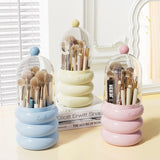 Darrahopens Health & Beauty > Cosmetic Storage > Makeup Organisation & Storage Blue 360° Rotating Makeup Brush Holder with Clear Dome – Stylish Organizer for Vanity, Desk, and Bathroom