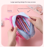 Darrahopens Health & Beauty > Cosmetic Storage > Makeup Organisation & Storage Blue and Pink Hair Cute Plush Monster Pencil Case - Fluffy Stationery Pouch with DIY Styleable Hair for Kids