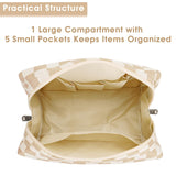Darrahopens Health & Beauty > Cosmetic Storage > Makeup Organisation & Storage Checkered Makeup Bag Travel Makeup Bag Organizer Bag Makeup Bag Makeup Bag with Compartments for Ladies Girls (Large, Light Checkerboard)