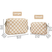 Darrahopens Health & Beauty > Cosmetic Storage > Makeup Organisation & Storage Checkered Makeup Bag Travel Makeup Bag Organizer Bag Makeup Bag Makeup Bag with Compartments for Ladies Girls (Large, Light Checkerboard)