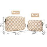 Darrahopens Health & Beauty > Cosmetic Storage > Makeup Organisation & Storage Checkered Makeup Bag Travel Makeup Bag Organizer Bag Makeup Bag Makeup Bag with Compartments for Ladies Girls (Large, Light Checkerboard)