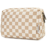 Darrahopens Health & Beauty > Cosmetic Storage > Makeup Organisation & Storage Checkered Makeup Bag Travel Makeup Bag Organizer Bag Makeup Bag Makeup Bag with Compartments for Ladies Girls (Large, Light Checkerboard)