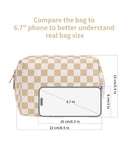 Darrahopens Health & Beauty > Cosmetic Storage > Makeup Organisation & Storage Checkered Makeup Bag Travel Makeup Bag Organizer Bag Makeup Bag Makeup Bag with Compartments for Ladies Girls (Large, Light Checkerboard)