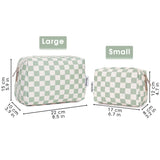 Darrahopens Health & Beauty > Cosmetic Storage > Makeup Organisation & Storage Checkered Makeup Bag Travel Makeup Bag Organizer Bag Makeup Bag Makeup Bag with Compartments for Ladies Girls (Large, Mint Green Checkerboard)