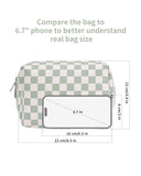 Darrahopens Health & Beauty > Cosmetic Storage > Makeup Organisation & Storage Checkered Makeup Bag Travel Makeup Bag Organizer Bag Makeup Bag Makeup Bag with Compartments for Ladies Girls (Large, Mint Green Checkerboard)