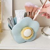 Darrahopens Health & Beauty > Cosmetic Storage > Makeup Organisation & Storage Flower-shaped Makeup Brush Holder - Multifunctional Makeup & Desk Storage Organizer - Compact Design 14.8 x 13.5 x 8 cm - Blue