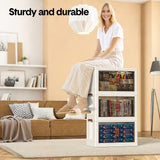 Darrahopens Health & Beauty > Cosmetic Storage > Makeup Organisation & Storage Foldable Storage Cabinet Stackable Bins Household Plastic Closet Multi-purpose Organizer Doors and Top Lid 2 Way Opening with 360 Degree Rotatable Wheels