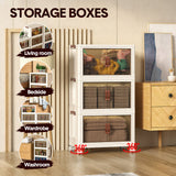 Darrahopens Health & Beauty > Cosmetic Storage > Makeup Organisation & Storage Foldable Storage Cabinet Stackable Bins Household Plastic Closet Multi-purpose Organizer Doors and Top Lid 2 Way Opening with 360 Degree Rotatable Wheels