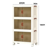 Darrahopens Health & Beauty > Cosmetic Storage > Makeup Organisation & Storage Foldable Storage Cabinet Stackable Bins Household Plastic Closet Multi-purpose Organizer Doors and Top Lid 2 Way Opening with 360 Degree Rotatable Wheels