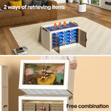 Darrahopens Health & Beauty > Cosmetic Storage > Makeup Organisation & Storage Foldable Storage Cabinet Stackable Bins Household Plastic Closet Multi-purpose Organizer Doors and Top Lid 2 Way Opening with 360 Degree Rotatable Wheels