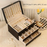 Darrahopens Health & Beauty > Cosmetic Storage > Makeup Organisation & Storage Green  High-end Jewelry Storage Box for Necklaces, Earrings, Ear Studs, Bracelets, Rings, Exquisite Accessories, Gold, and Jewelry – Large Capacity, Ideal as a Gift for Mother’s Day, Father’s Day, Teacher’s Day, Halloween, Thanksgiving, and Christmas.