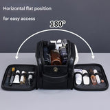 Darrahopens Health & Beauty > Cosmetic Storage > Makeup Organisation & Storage Large Capacity PU Leather Toiletry Bag - Multi-Compartment Dopp Kit & Cosmetic Organizer(black)