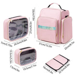 Darrahopens Health & Beauty > Cosmetic Storage > Makeup Organisation & Storage Large Capacity Travel Makeup Backpack with 5 Removable Organizer Cases & Jewelry Roll(pink)