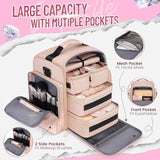 Darrahopens Health & Beauty > Cosmetic Storage > Makeup Organisation & Storage Large Capacity Travel Makeup Backpack with 5 Removable Organizer Cases & Jewelry Roll(pink)