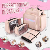 Darrahopens Health & Beauty > Cosmetic Storage > Makeup Organisation & Storage Large Capacity Travel Makeup Backpack with 5 Removable Organizer Cases & Jewelry Roll(pink)